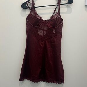 Fashion Nova Deep Red Lace Chemise
